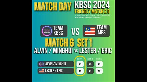 Match Set Alvin Ong Ming Hui Team Kbsc Vs Lester Eric Team