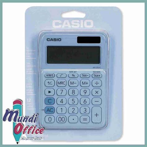 Calculadora Casio Ms 20uc 12 Digitos Celeste Mundi Office