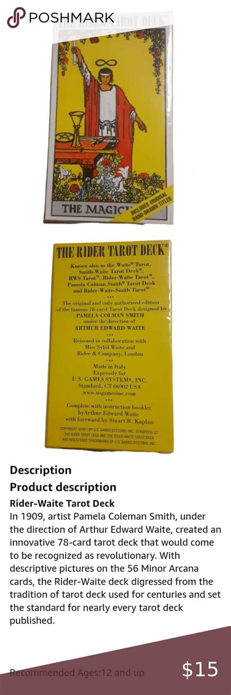 The Rider Tarot Deck NWOT The Rider Tarot Deck Rider Waite Colman