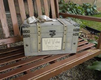 Large Rustic Wedding Card Box Whitewash Wood Trunk Wedding Cards