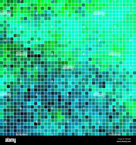 Abstract Vector Square Pixel Mosaic Background Blue And Green Stock