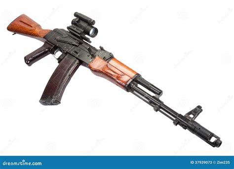 Kalashnikov Ak Assault Rifle With Optical Sight Stock Image Image Of