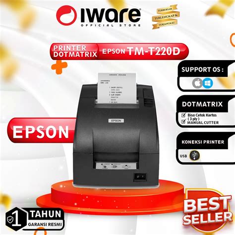 Jual Epson Printer Pos Kasir Dot Matrix TM U220D USB RJ11 2ply 3ply