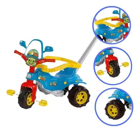 Motoca Triciclo Velotrol Criança Dino Azul C Aro Magic Toys Frete grátis