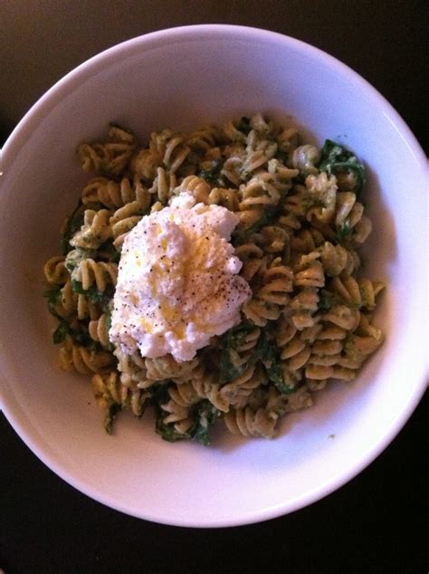 The Sustainable Palate Arugula And Pumpkin Seed Pesto Pasta With Ricotta