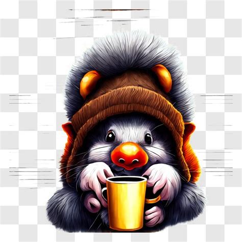 Download Cartoon Rat Drinking Coffee Png Online Creative Fabrica