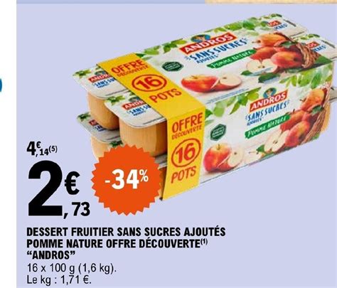 Promo Dessert Fruitier Sans Sucres Ajoutes Pomme Nature Offre