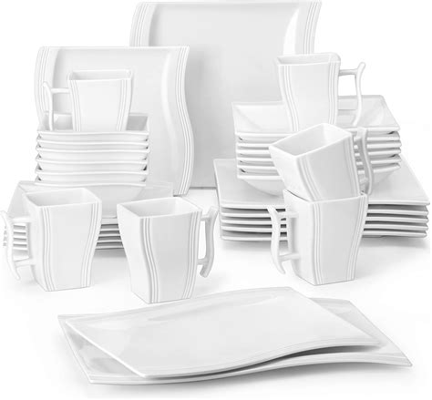 Malacasa Service De Table S Rie Flora Pcs En Porcelaine Blanc