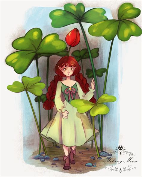 Red Flower Amongst The Green Clovers By Themeltingmoon On Deviantart