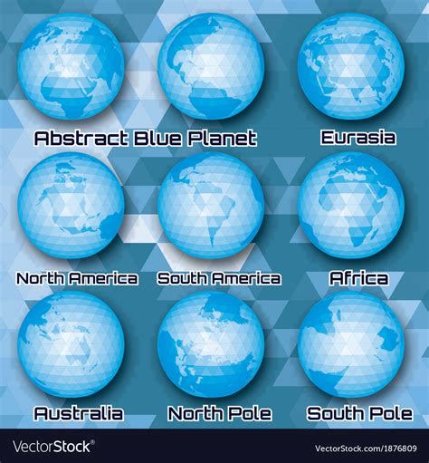 Set Of Polygonal Abstract Globes Royalty Free Vector Image