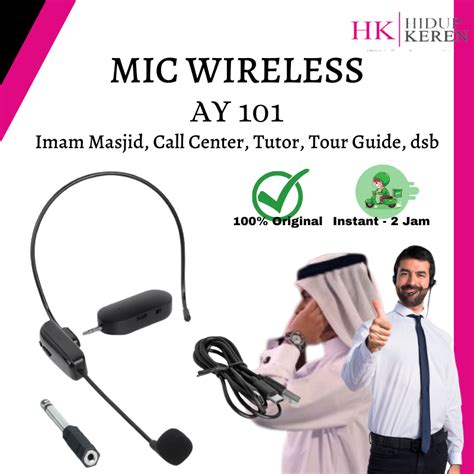 Jual Microphone Mic Clip On Wireless Bando Mikrofon Uhf Headset