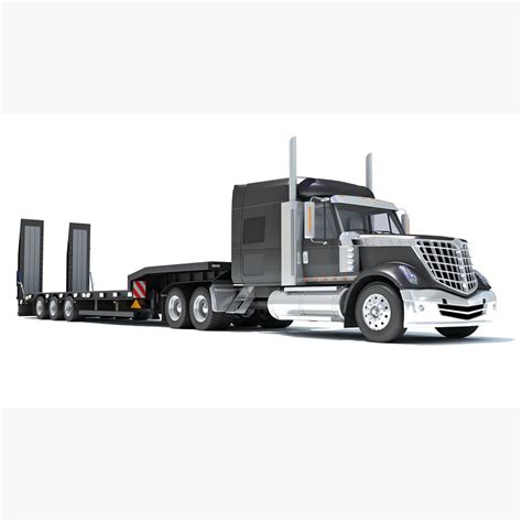 Long Flatbed Semi Truck 3d Model Download Truck On