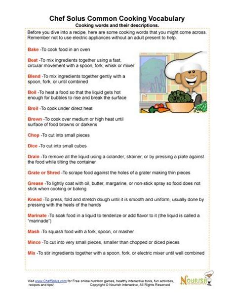 Explore Essential Cooking Terms Worksheets Improve Culinary Vocabulary