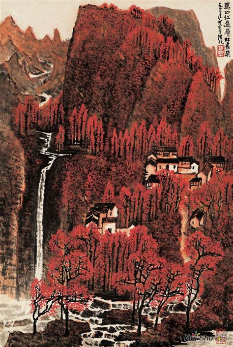 万山红遍层林尽染李可染中国画艺术作品 名画欣赏 美术网 Mei shu