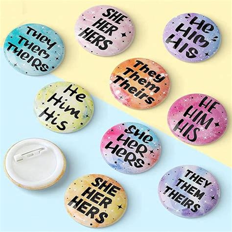 Set Of Inch Pronoun Badge Pin Buttons Gender Identity Pronouns