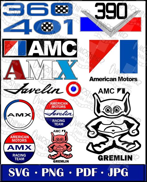 Amc American Motor Company Logos Svg Amc Javeilin Svg Amx Etsy