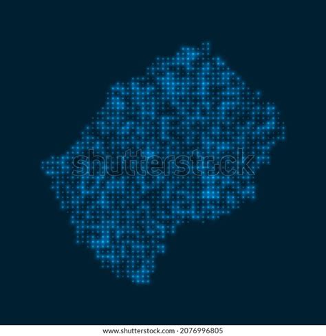 Lesotho Dotted Glowing Map Shape Country Stock Vector Royalty Free