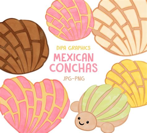 Mexican Conchas Bread Clipart Bakery Pastry Shop Illustrations Chisme Y Cafecito Png