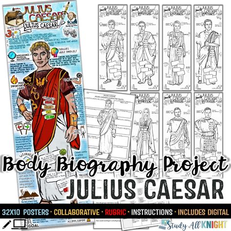 Julius Caesar Body Biography Project Bundle For Print And Digital