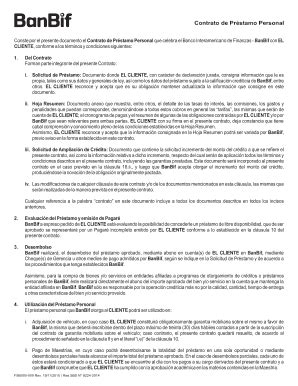 Fillable Online Contrato Pr Stamo Personal Banco Interamericano De