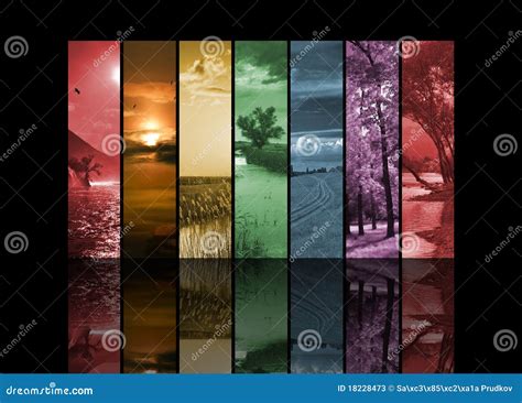 Seven Vertical Landscape Photos Stock Image Image Of Water Purple