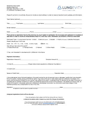 Fillable Online Registration Form Nyc Lungevity Fax Email Print