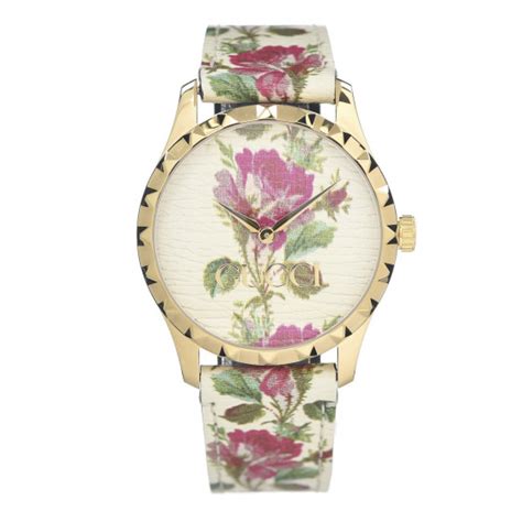 Gucci Stainless Steel Calfskin 38mm G Timeless Floral Quartz Watch