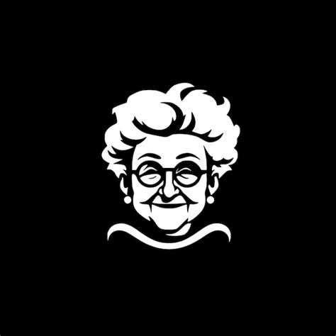 Ilustración de vector de icono aislado blanco y negro de abuela