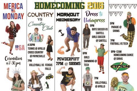 Homecoming Dress Up Days Poster Student Council High School Dress Up