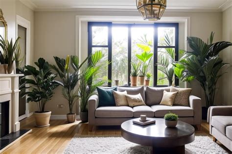 Premium Photo Photo Of A Living Room With Indoor Plants And Morning
