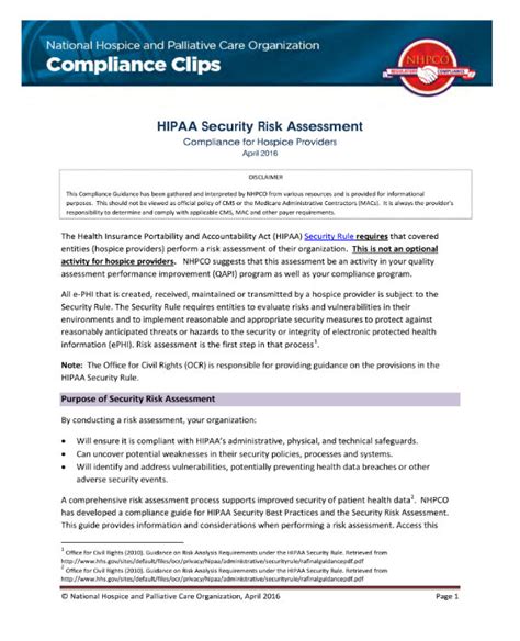 Hipaa Risk Assessment Template Free Sample Example And Format Template