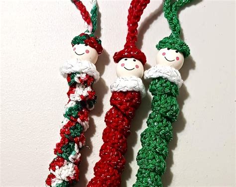 Wood Head Christmas Ornament Tree Ornament Crochet Ornament