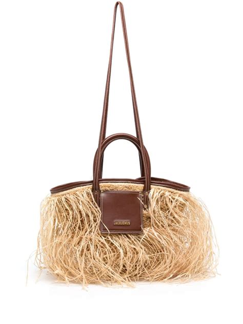 Jacquemus Le Panier Soli Raphia Tote Bag In Brown Modesens