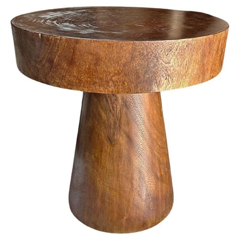 Sculptural Round Side Table Suar Wood For Sale At 1stdibs