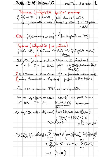 Appunti Analisi Matematica I Il Teorema Fondamentale Del Calcolo