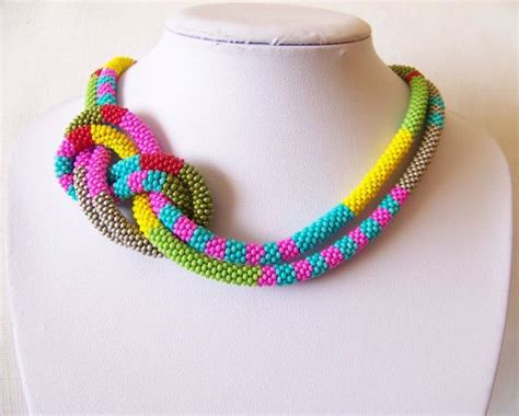 Beaded Crocheted Rope Using Czech Seed Beads This African Style Lariat Necklace Is Made From