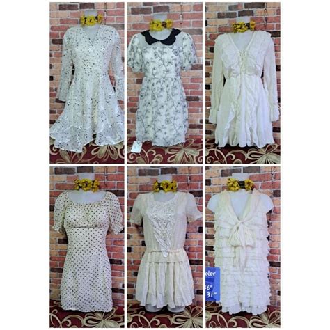 White And Nude Cream Mini Midi Formal Casual Graduation Dress Preloved