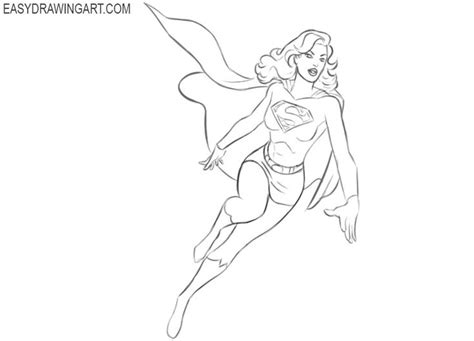 How To Draw Supergirl Easy Drawing Art Supergirl Drawing Drawings