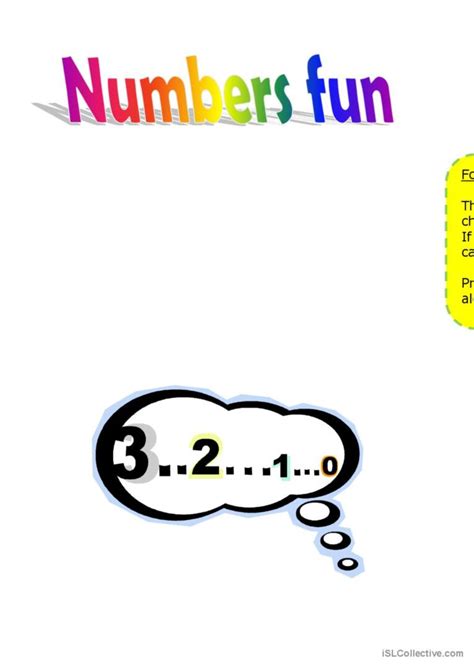 Numbers Warmer Filler Cooler English ESL Worksheets Pdf Doc