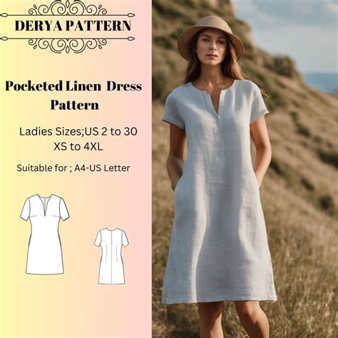 Pocketed Linen Dress Pattern Summer Linen Dress Pattern Spring Dress