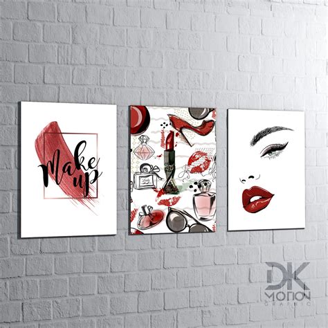 Kit 3 Quadros Decorativos Make Up Salão de Beleza 20x28cm Elo7