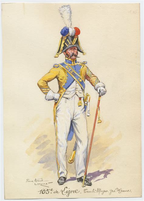 French 105th Line Drum Major Grande Tenue C 1810 By Pierre Albert Leroux French Army