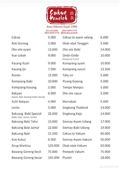 Selalu Diperbarui Menu Cakue Peneleh Pabean Cantian Surabaya