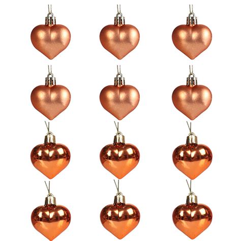 12pcs Heart Shaped Christmas Bauble Set Matte And Glossy Finish PVC