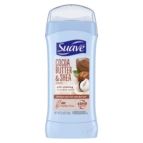 Suave 48hr Protection Antiperspirant Deodorant Anti Staining Invisible Solid Cocoa Butter