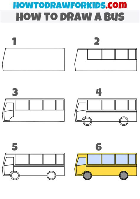 How To Draw A Bus For Kids Easy Drawing Tutorial