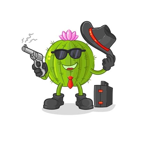 Mafia De Cactus Avec Vecteur De Mascotte De Dessin Anim De Personnage