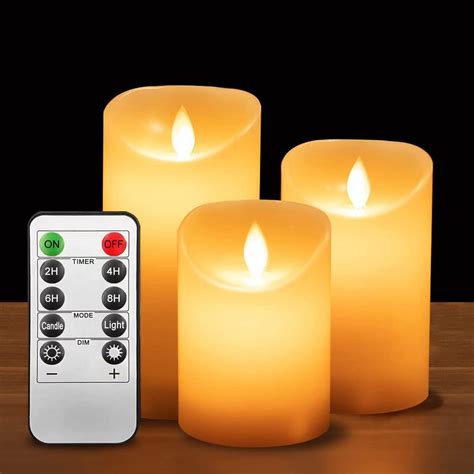 Aku Tonpa Flameless Candles Battery Operated Pillar Real Wax Flickering Moving Wick Electric Led