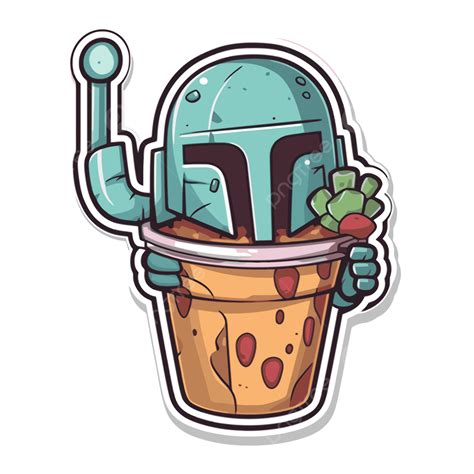 Star Wars Boba Fett Ice Cream Sticker Vector Clipart Boba Sticker