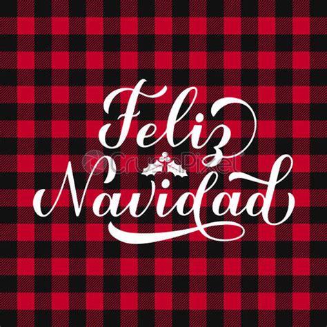 Feliz Navidad Calligraphy Hand Lettering On Red Buffalo Plaid